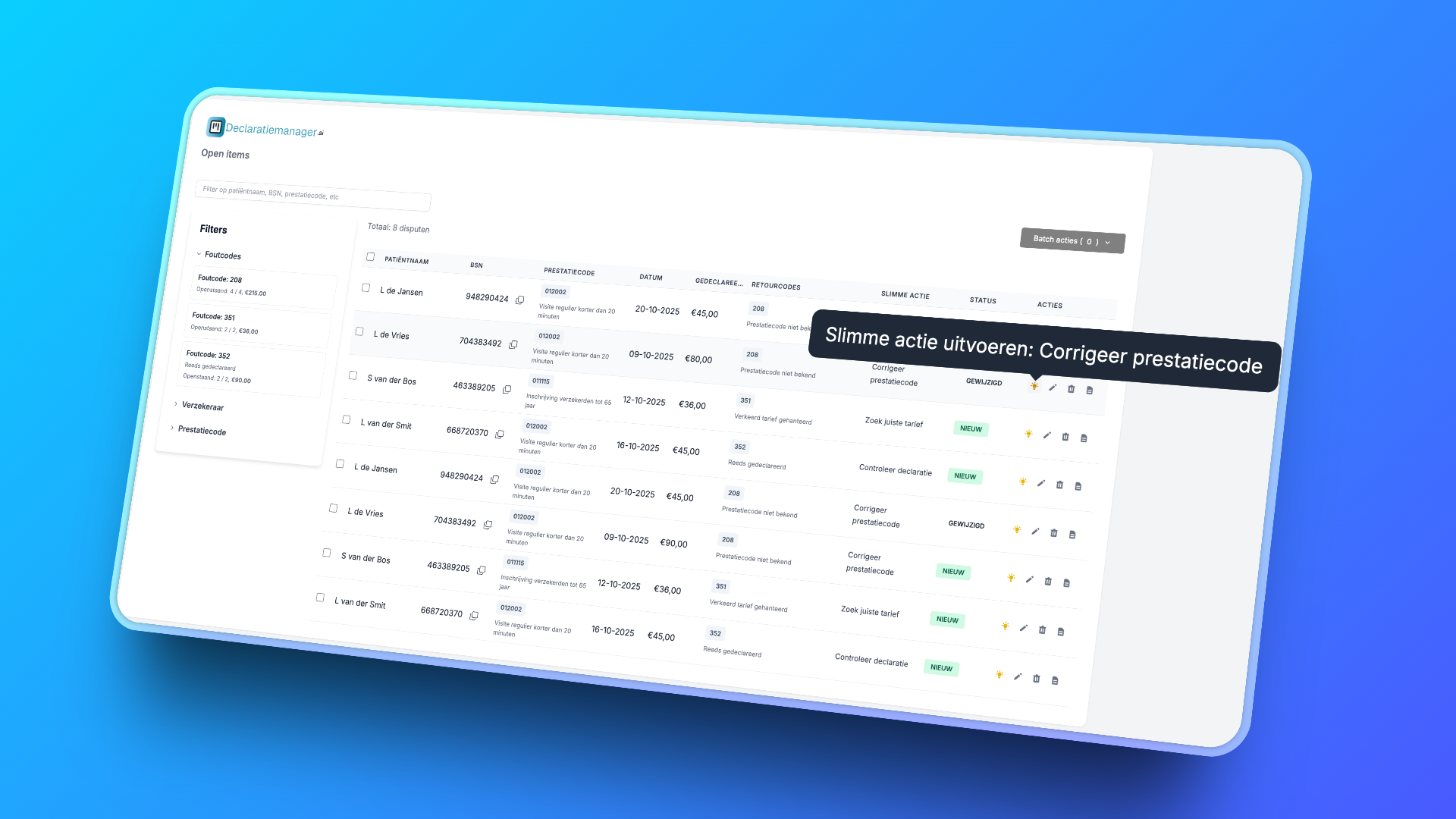 Declaratiemanager.ai Dashboard